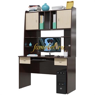 Стол рабочий Бета, цвет венге/берёза(вяз светлый), ШхГхВ 120х61х184 см.
