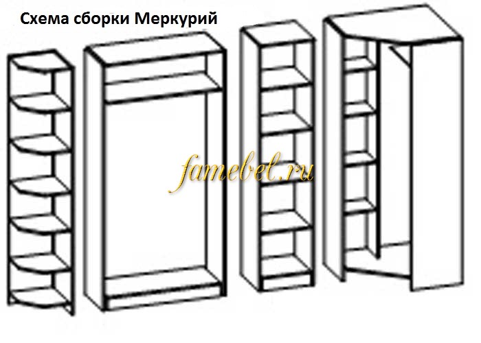 Шкаф распашной меркурий угловой