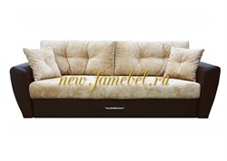 Амстердам Люкс диван еврокнижка 150, велюр бежевый, экокожа коричневый