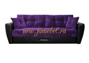 Диван еврокнижка Амстердам Люкс 150 велюр фиолетовый, экокожа черный